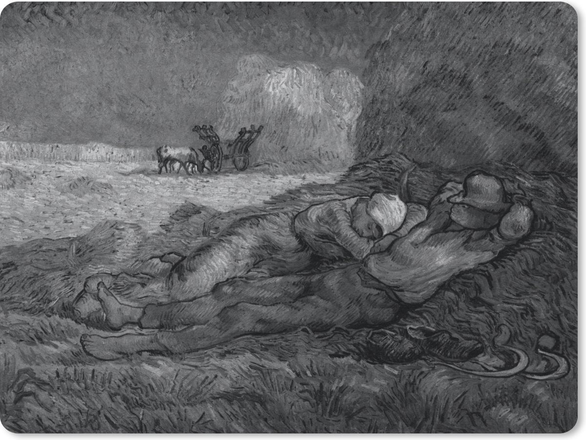 Muismat Vincent van Gogh - Zwart-wit Rust van werk - Schilderij van Vincent van Gogh muismat rubber - 40x30 cm - Muismat met foto