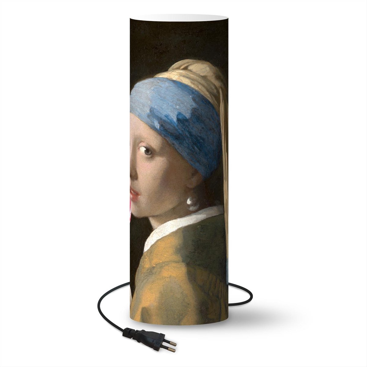 Lamp - Nachtlampje - Tafellamp slaapkamer - Meisje met de parel - Vermeer - Snoep - 70 cm hoog - Ø22.3 cm - Inclusief LED lamp