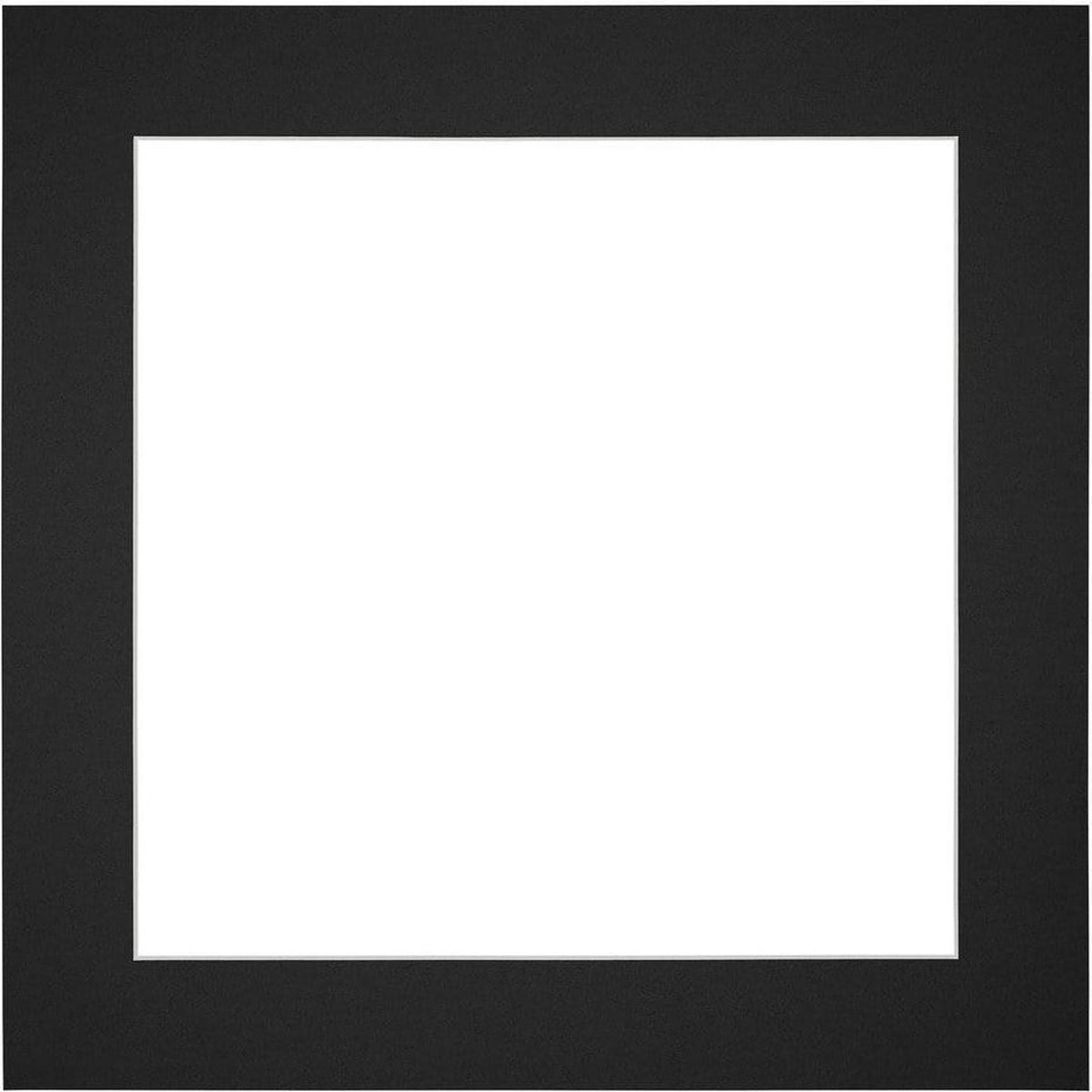 Passe-Partout Fotomaat 15x15 cm - Lijstmaat 25x25 cm - Zwart - Museumkarton - Fotolijst ni