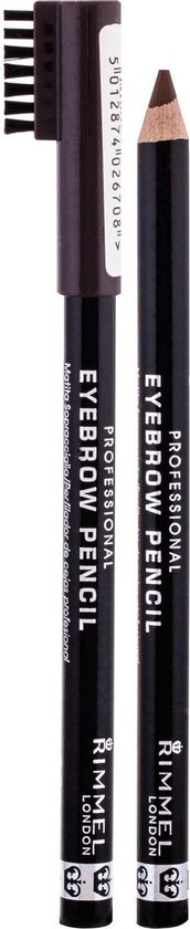 Rimmel London Professional Eyebrow Pencil in donkerbruin met een punt en borsteltje.