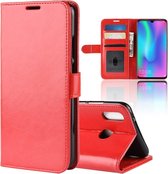 R64 textuur enkele vouw horizontale flip lederen case voor Huawei Honor 10 Lite, met houder & kaartsleuven & portemonnee (rood)