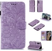 Voor Xiaomi Mi 9 Pro Lace Flower Horizontale Flip Leather Case met houder & kaartsleuven & portemonnee & fotolijst (paars)