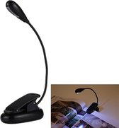 LED-boeklamp met één arm, 4 LED's, wit licht, met clip & schakelaar & USB-kabel (zwart)