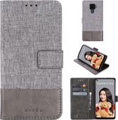 Voor Huawei Nova 5i Pro MUMXA MX102 horizontale flip canvas stiksels lederen tas met houder & kaartsleuven & portemonnee (grijs)