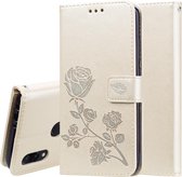 Rose reliëf horizontale flip PU lederen tas voor Geschikt voor Xiaomi Redmi 7, met houder en kaartsleuven en portemonnee (goud)