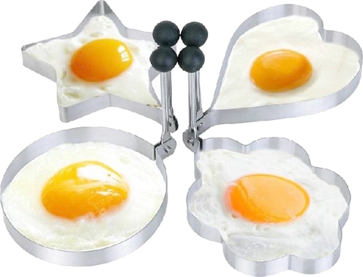 Let op type!! 4-delige RVS gebakken ei pannenkoek schimmel