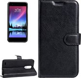 Voor LG K10 (2017) (EU-versie) Litchi Texture horizontale flip lederen tas met magnetische gesp & houder & kaartsleuven & portemonnee (zwart)