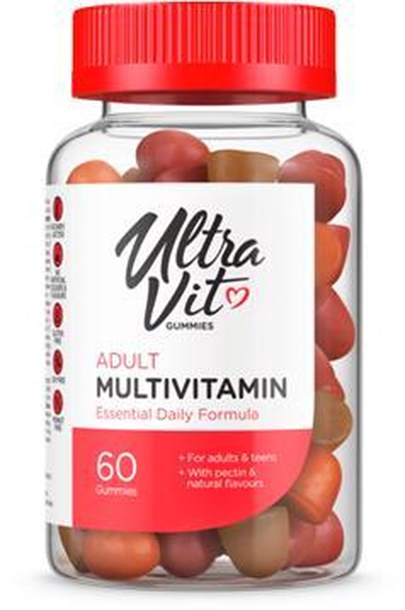 UltraVit Adult Multivitamine Gummies - Boordevol Essentiële Vitamines en M ineralen - 60 kauwtabletten (20 doseringen)