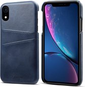 Suteni Calf Texture beschermhoes voor iPhone XR, met kaartsleuven (blauw)