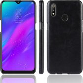 Shockproof Litchi Texture PC + PU Case voor OPPO Realme 3 (zwart)