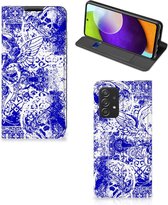 Smartphone Hoesje Geschikt voor Samsung Galaxy A52 5G Enterprise Editie | A52 4G Book Style Case Angel Skull Blue