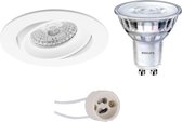 PHILIPS - LED Spot Set - SceneSwitch 827 36D - Prima Delton Pro - GU10 Fitting - Dimbaar - Inbouw Rond - Mat Wit - 1.5W-5W - Warm Wit 2200K-2700K - Kantelbaar - Ø82mm