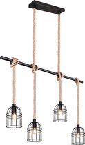 LED Hanglamp - Iona Wundi - E14 Fitting - 4-lichts - Rechthoek - Mat Zwart - Aluminium
