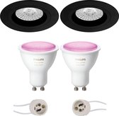 PHILIPS HUE - LED Spot Set GU10 - White and Color Ambiance - Bluetooth - Prima Rodos Pro - Inbouw Rond - Mat Zwart - Ø93mm