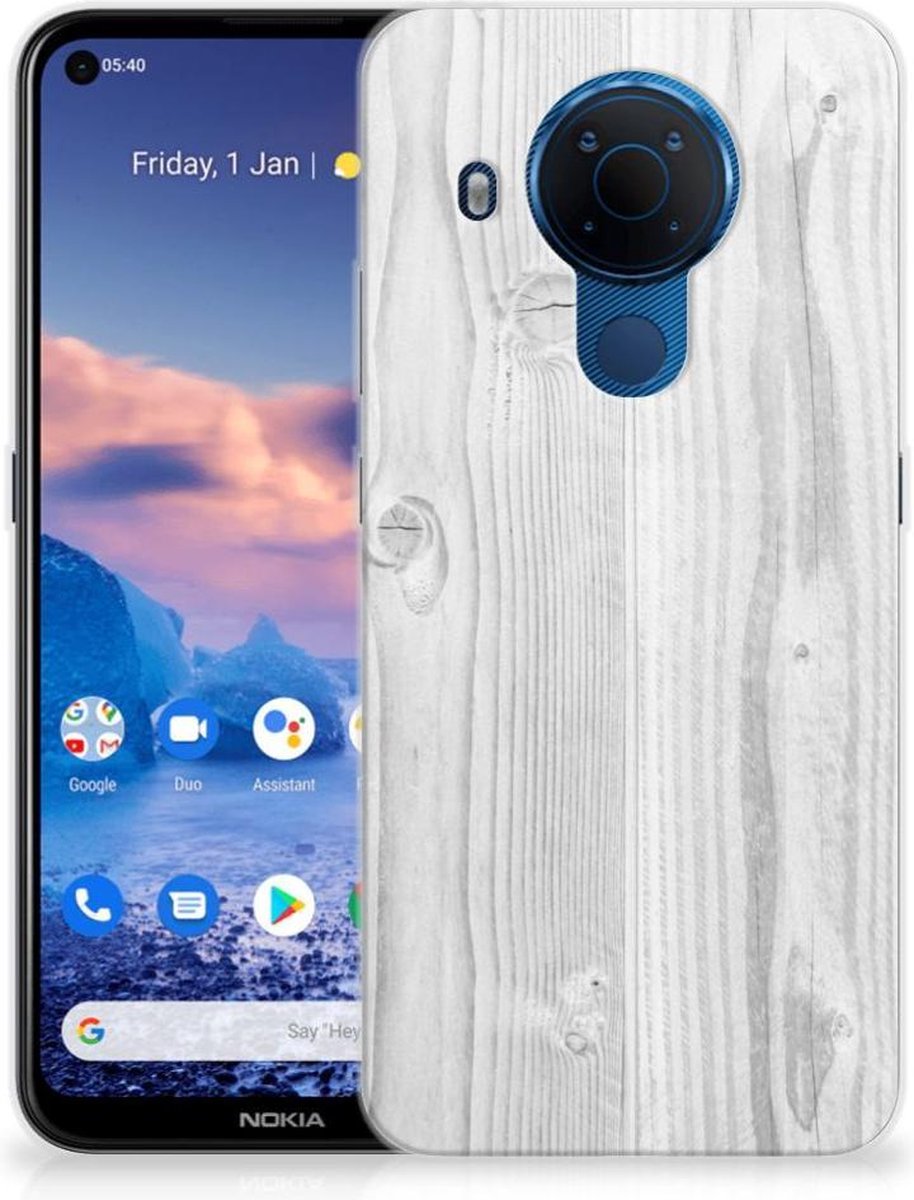 Nokia 5.4 Bumper Hoesje White Wood
