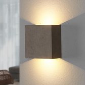 Lindby - LED wandlamp - 2 lichts - beton, metaal - H: 12.5 cm - grijs - Inclusief lichtbronnen