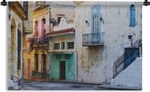 Wandkleed Cuba - Kleurrijke straat in de Cubaanse hoofdstad Havana Wandkleed katoen 90x60 cm - Wandtapijt met foto