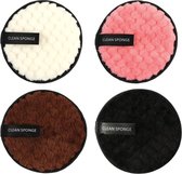 Make up remover pad - 4 stuks - Herbruikbaar - Zwart - Roze - Bruin - Wit - ⌀ 12 cm.