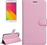 Voor OPPO A59 Litchi Texture horizontale flip lederen tas met houder & kaartsleuven & portemonnee (roze)