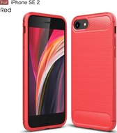 Apple iPhone SE (2020) Hoesje - Mobigear - Brushed Slim Serie - TPU Backcover - Rood - Hoesje Geschikt Voor Apple iPhone SE (2020)