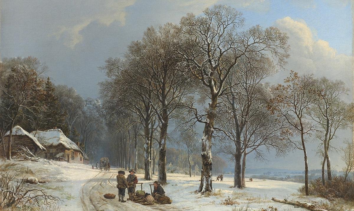 Schilderij - winterlandschap - Barend Cornelis Koekkoek - Collectie ART Facsimile - Dibond wit - 118x70cm