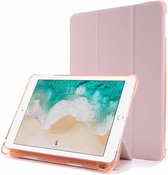 Voor iPad 9.7 (2018) & (2017) Airbag Horizontale Flip Leather Case met drievoudige houder en pennenhouder (roze)