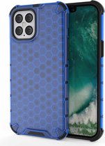 Voor iPhone 12 Pro Max 6.7 inch schokbestendig honingraat pc + TPU-hoesje (blauw)
