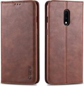 Voor OnePlus 7 AZNS Retro Texture Magnetische Horizontale Flip PU Leren Case met Houder & Kaartsleuven & Fotolijst (Bruin)