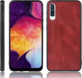 Voor Galaxy A70 schokbestendig naaien koe patroon huid PC + PU + TPU Case (rood)