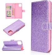 Voor iPhone 11 Glitterpoeder Horizontale Flip Leren Case met Kaartsleuven & Houder & Fotolijst & Portemonnee (Paars)