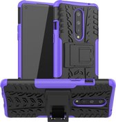Voor OnePlus 8 Tire Texture Shockproof TPU + PC beschermhoes met houder (paars)
