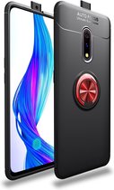 Metalen ringhouder 360 graden roterende TPU-hoes voor OPPO Realme X / K3 (zwart + rood)