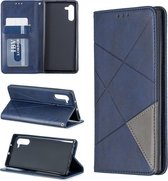 Ruit textuur horizontale flip magnetische lederen tas met houder en kaartsleuven en portemonnee voor Galaxy Note10 (blauw)