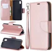 Litchi Texture Pure Color Horizontale Flip PU lederen tas met houder & kaartsleuven & portemonnee & lanyard voor Xiaomi Redmi 7A (Rose Gold)