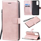 Voor Huawei Honor 30 Effen Kleur Horizontale Flip Beschermende Leren Case met Houder & Kaartsleuven & Portemonnee & Fotolijst & Lanyard (Rose Goud)