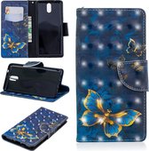 3D Gekleurd Tekenpatroon Horizontale Flip Leren Case voor Nokia 3.1, met houder & kaartsleuven & portemonnee (vlinder)