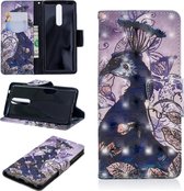 3D gekleurde tekening patroon horizontale Flip Leather Case voor Nokia 5.1, met houder & kaartsleuven & portemonnee (Peacock)
