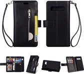 Voor Samsung Galaxy S10 Multifunctionele Rits Horizontale Flip Leren Case met Houder & Portemonnee & 9 Kaartsleuven & Lanyard (Zwart)