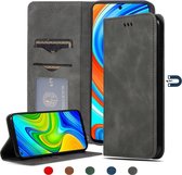 Voor Redmi Note 9 Pro / Note 9S / Note 9 Pro Max Retro Skin Feel Business Magnetische horizontale flip lederen tas (donkergrijs)