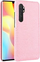Voor Xiaomi Mi Note 10 Lite Shockproof Crocodile Texture PC + PU Case (roze)