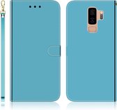 Voor Galaxy S9 + geÃ¯miteerd spiegelend oppervlak horizontale flip lederen tas met houder & kaartsleuven & portemonnee & lanyard (blauw)