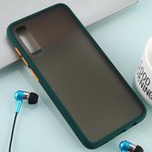 Voor Galaxy A70 Skin Hand Feeling Series Anti-fall Frosted PC + TPU Case (Donkergroen)