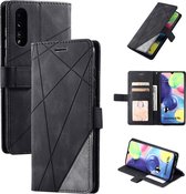 Voor Samsung Galaxy A70s Skin Feel Splicing Horizontale Flip lederen tas met houder & kaartsleuven & portemonnee & fotolijst (zwart)