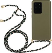 Voor Galaxy S20 Ultra Wheat Straw Materiaal + TPU Beschermhoes met Lanyard (Army Green)