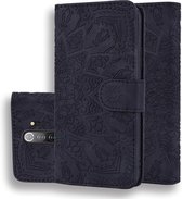 Voor Xiaomi Redmi Note 8 Pro Calf Pattern Mandala Double Folding Design ReliÃ«f lederen tas met portemonnee en houder en kaartsleuven (zwart)