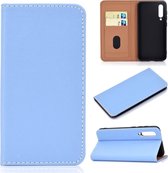 Voor xiaomi 9 se effen kleur mat magnetische horizontale flip lederen tas met kaartsleuven en houder (blauw)