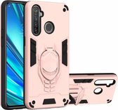 Voor OPPO Realme 5 Pro 2 in 1 Armor Knight Series PC + TPU beschermhoes met onzichtbare houder (rose goud)