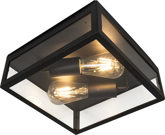 QAZQA rotterdam - Moderne Wandlamp voor buiten - 2 lichts - H 280 mm - Zwart - Buitenverlichting