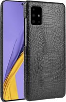 Voor Samsung Galaxy A51 5G schokbestendige krokodiltextuur PC + PU-behuizing (zwart)