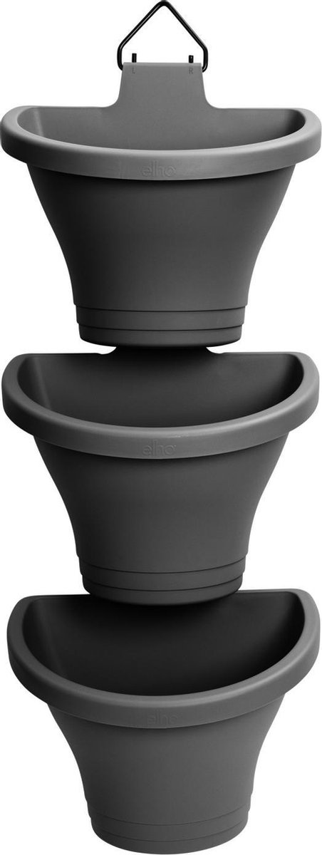 Elho Corsica Vertical Forest 24 Set/3 - Bloempot - Antraciet - Buiten & Balkon - Ø 26.7 x H 29.7 cm